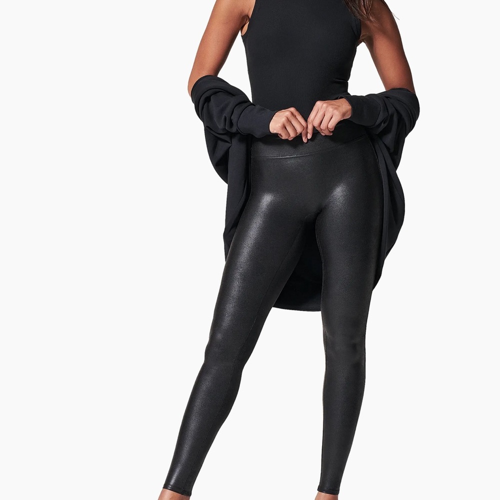 Spanx faux, leather Black Women's Leggings xxl - Picture 2 of 7